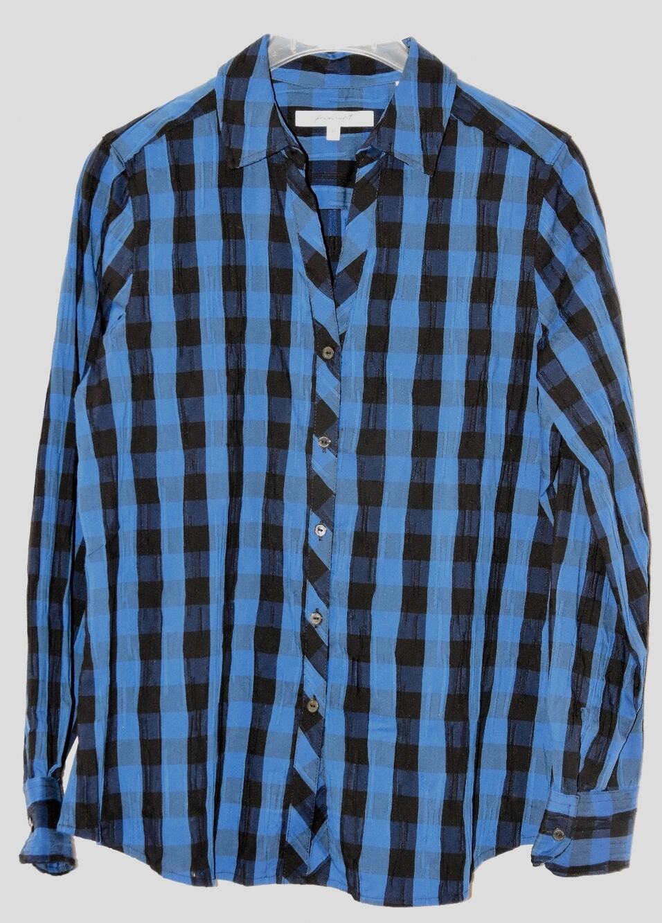 FOXCROFT Faith Crinkle Buffalo Plaid Tunic Shirt Size 10 NEW!!!